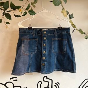 Altar’d State Blue Denim Skirt w/ Front Snaps Size M